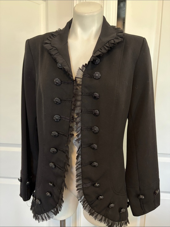 Insight Jackets & Blazers - Insight Black lace Frayed-Trim Open Blazer